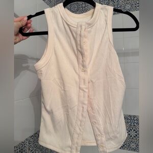 SHEIN Cream Ribbed Button-Front Tank